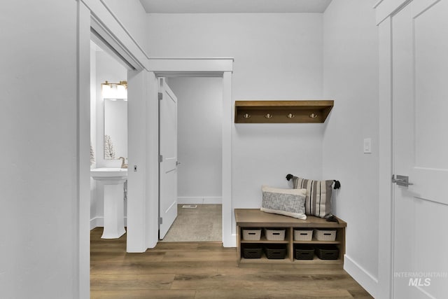 6251 S Utmost Ln, Meridian, ID 83642 - mudroom featuring wood finished floors and a sink