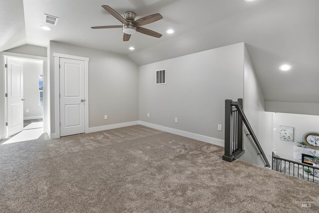 507 Jesse Ave, Twin Falls, ID 83301 - bonus room featuring lofted ceiling, carpet flooring, ceiling fan, recessed lighting, and baseboards