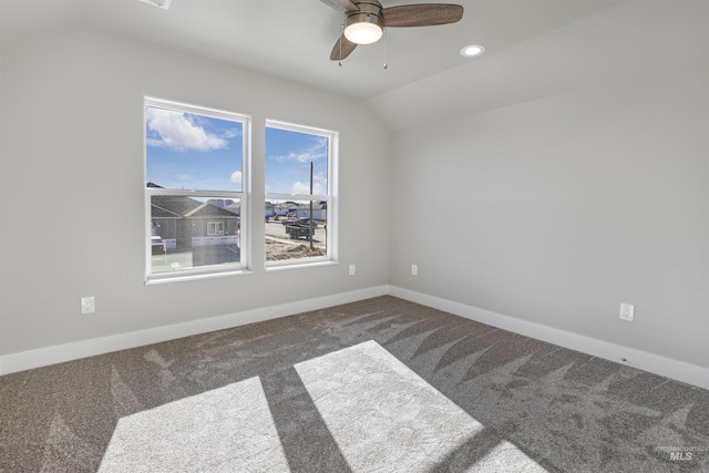 507 Jesse Ave, Twin Falls, ID 83301 - spare room with vaulted ceiling, carpet flooring, a ceiling fan, baseboards, and recessed lighting