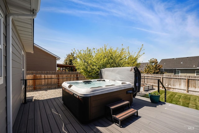 449 View Ave, Twin Falls, ID 83301 - deck featuring a hot tub and a fenced backyard