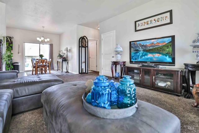 449 View Ave, Twin Falls, ID 83301 - carpeted living area featuring a chandelier