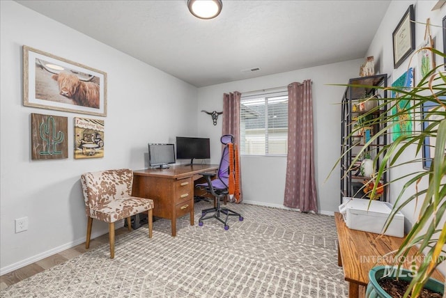 home office with baseboards