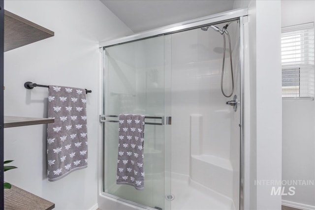 full bathroom with a shower stall