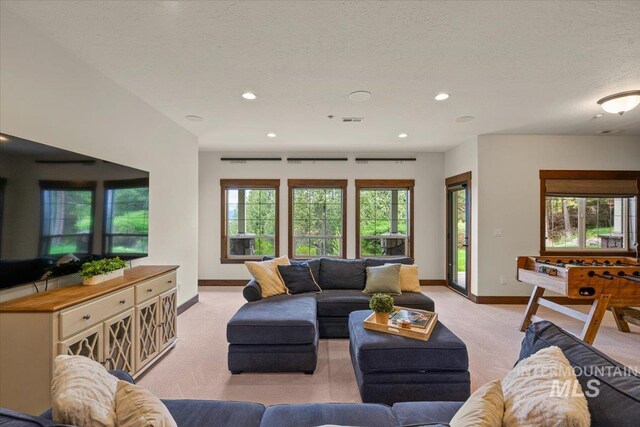 3801 S Carpenter Loop, Post Falls, ID 83854 - living area featuring baseboards, recessed lighting, and light carpet