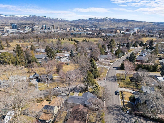 bird's eye view featuring a mountain view