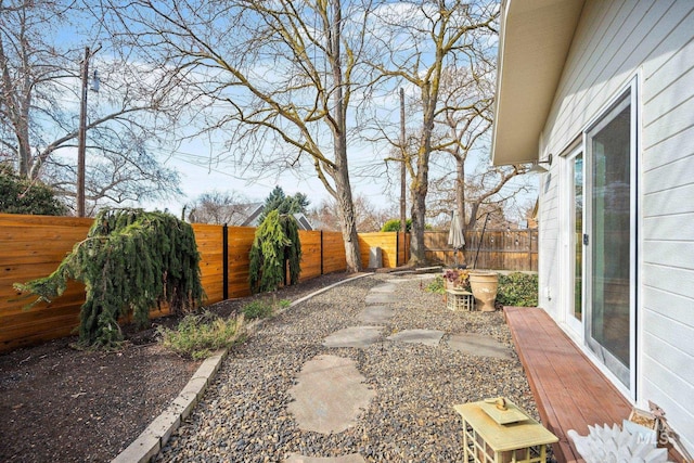 view of yard featuring a fenced backyard