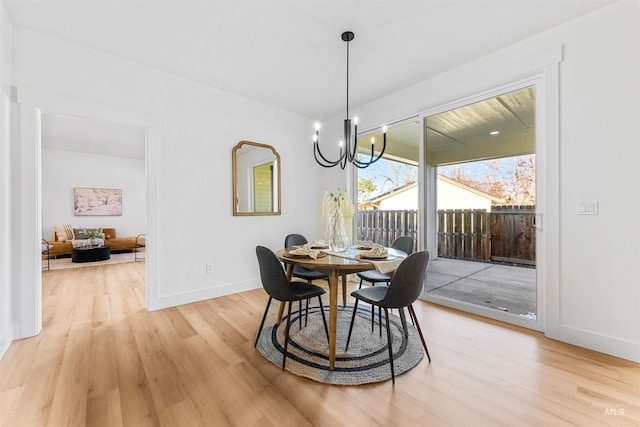 dining space featuring an inviting chandelier and light wood-type flooring