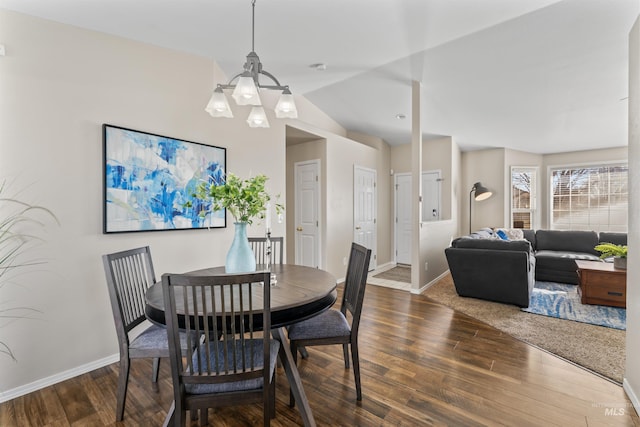 dining room featuring dark wood-style floors and baseboards