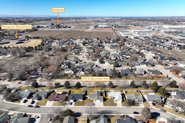 bird's eye view with a residential view