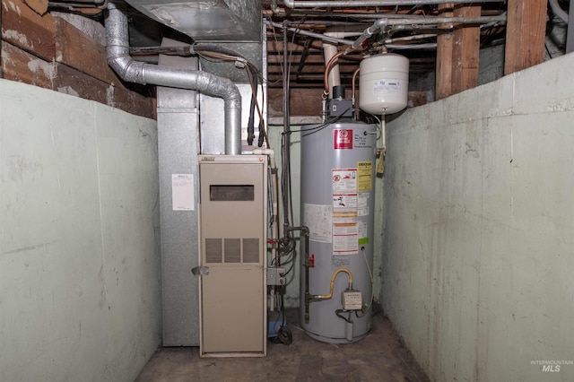 utilities featuring heating unit and gas water heater