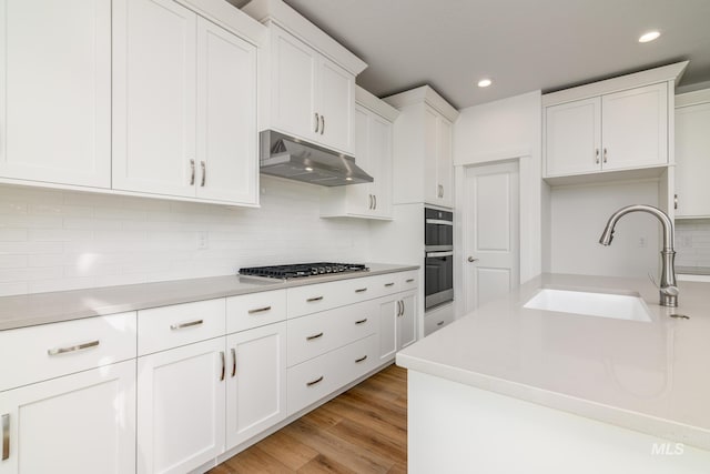 kitchen with white cabinetry, sink, and appliances with stainless steel finishes