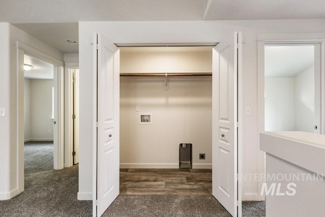 1116 N Peakhurt Ave, Kuna, ID 83634 - laundry room with hookup for a washing machine, dark carpet, and electric dryer hookup