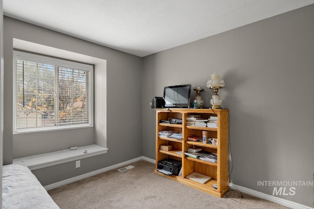 interior space with a textured ceiling