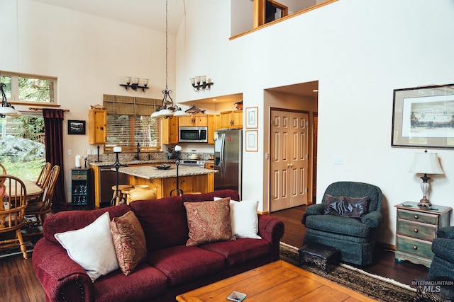 1013 Penstemen Pl, Mccall, ID 83638 - living room with a towering ceiling and dark wood finished floors