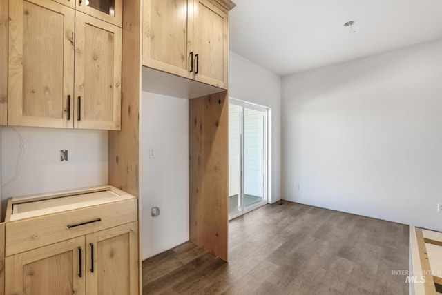 1012 23rd Ave E, Jerome, ID 83338 - interior space with dark wood-type flooring, light brown cabinets, and light countertops