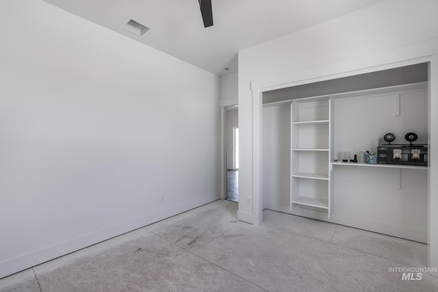 1012 23rd Ave E, Jerome, ID 83338 - unfurnished bedroom featuring concrete floors, baseboards, ceiling fan, and a closet