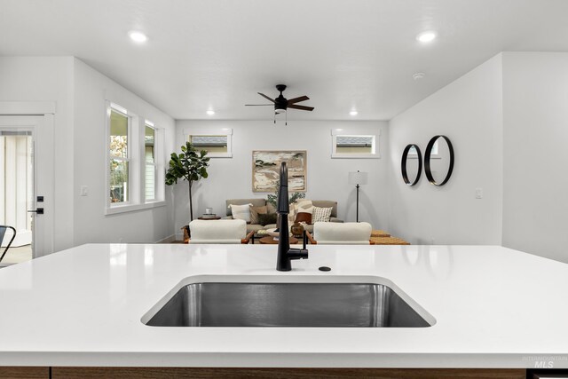 kitchen with sink and ceiling fan