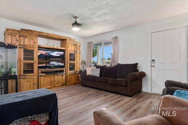 107 Nogales, Caldwell, ID 83605 - living area with light wood-style floors and a ceiling fan