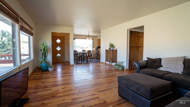 living area with wood finished floors