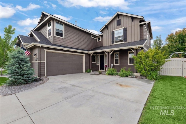 1041 White Horse Ridge Dr, Middleton, ID 83644 - craftsman house with board and batten siding, concrete driveway, an attached garage, and a porch