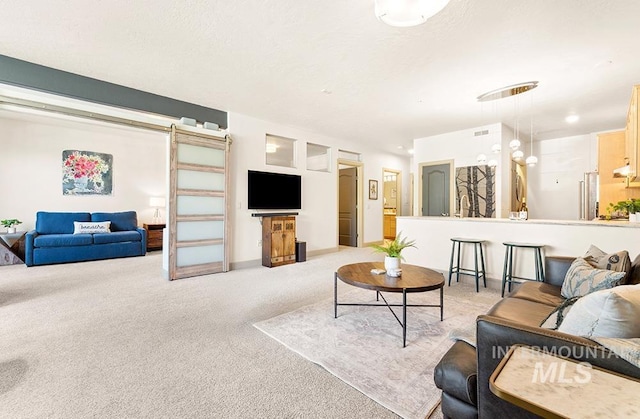 living room with carpet