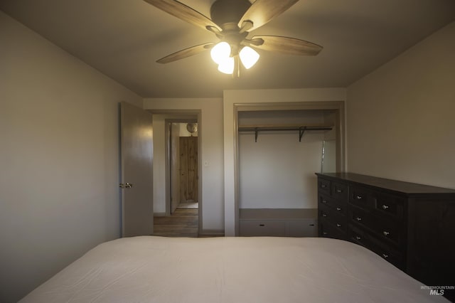 104 Friendship Ln, Council, ID 83612 - bedroom with a closet and a ceiling fan