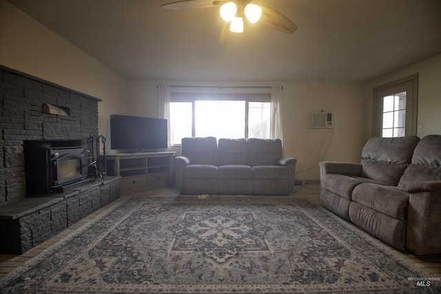 104 Friendship Ln, Council, ID 83612 - living room featuring ceiling fan and an AC wall unit