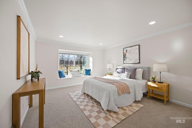 1915 S Roosevelt St, Boise, ID 83705 - bedroom with recessed lighting, ornamental molding, light carpet, and baseboards