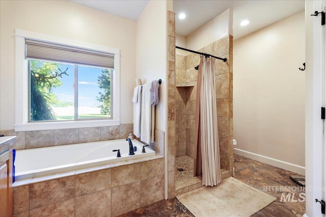 45 Ridge Loop, Jerome, ID 83338 - full bath with a garden tub, a tile shower, and recessed lighting