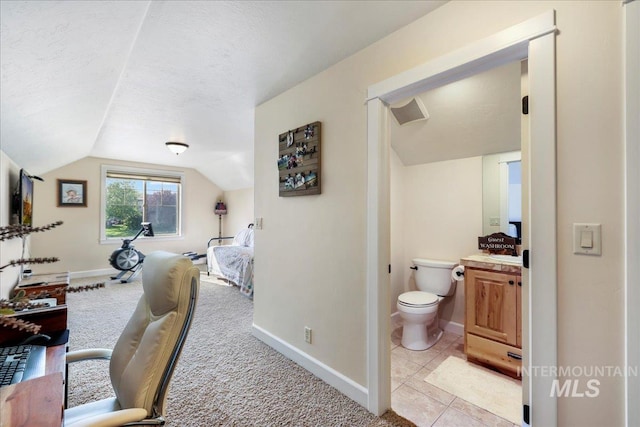 45 Ridge Loop, Jerome, ID 83338 - home office featuring lofted ceiling, light colored carpet, and light tile patterned flooring