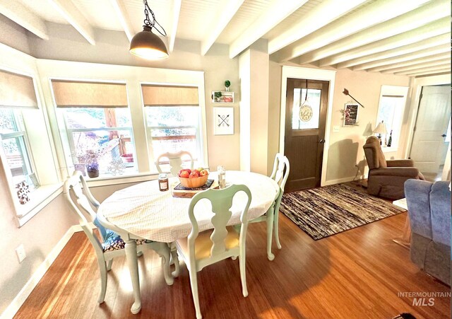 3617 Rubicon St, New Meadows, ID 83612 - dining room with wood finished floors, beamed ceiling, and baseboards