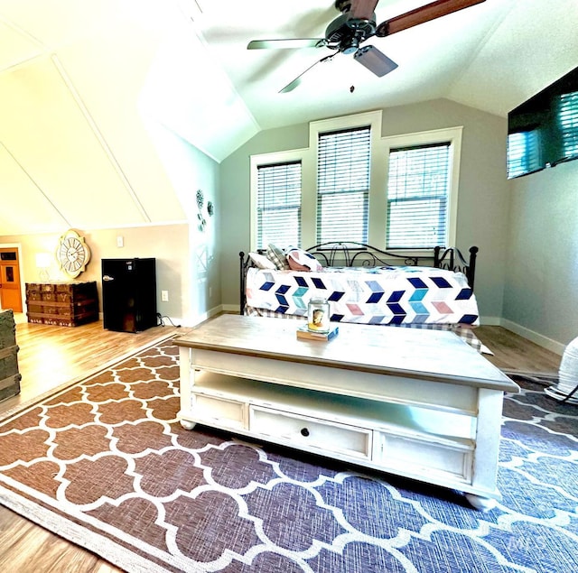 3617 Rubicon St, New Meadows, ID 83612 - bedroom with vaulted ceiling, wood finished floors, baseboards, and ceiling fan