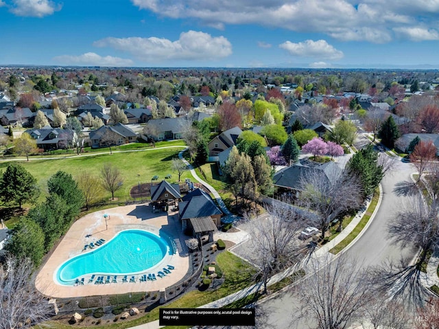 birds eye view of property featuring a residential view