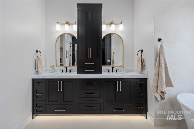 1948 Red Rock Way, Twin Falls, ID 83301 - bathroom featuring double vanity and a freestanding bath