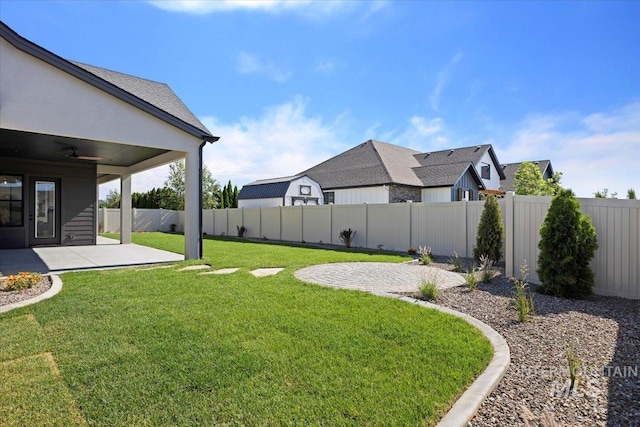 1948 Red Rock Way, Twin Falls, ID 83301 - fenced backyard featuring a patio area and ceiling fan