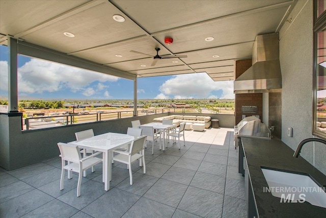 4340 E Haystack St Unit 101, Boise, ID 83716 - view of patio featuring outdoor lounge area, outdoor dining space, ceiling fan, and a sink