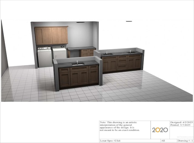 18998 Tranquil Pl, Caldwell, ID 83607 - kitchen featuring a sink, dark countertops, and washer and dryer