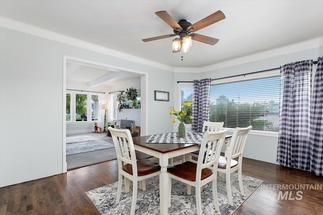 201 9th Ave N, Buhl, ID 83316 - dining area featuring plenty of natural light, a ceiling fan, wood finished floors, and crown molding