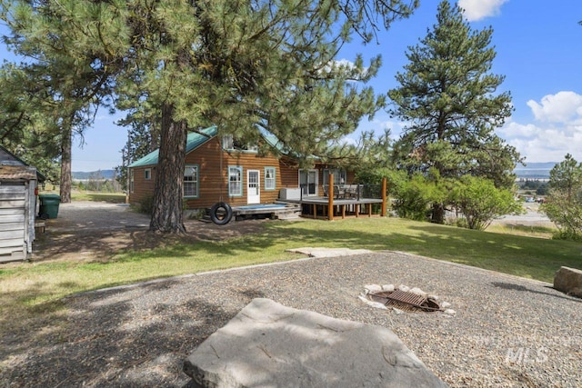 view of yard featuring a deck