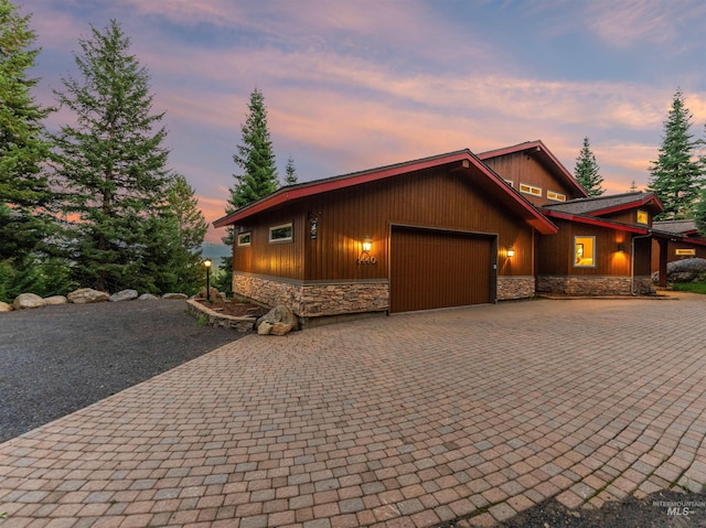 view of front of house with a garage