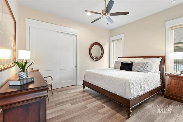 7478 W Palamas, Eagle, ID 83616 - bedroom with light wood finished floors, a closet, ceiling fan, and recessed lighting