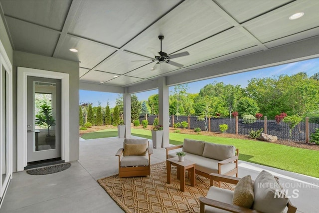 7478 W Palamas, Eagle, ID 83616 - view of patio / terrace with a ceiling fan and outdoor lounge area