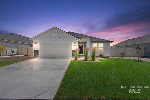 19558 Delmarva Ave, Caldwell, ID 83605 - ranch-style house with an attached garage, concrete driveway, and stone siding