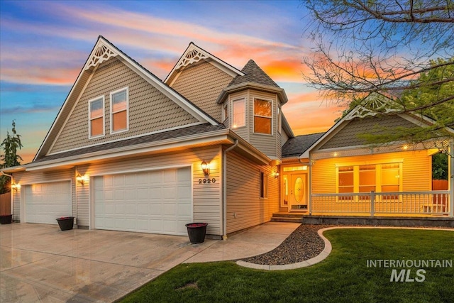 2920 S Givens Way, Meridian, ID 83642 - victorian home with concrete driveway, an attached garage, and a lawn