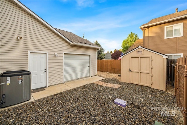 2920 S Givens Way, Meridian, ID 83642 - fenced backyard with cooling unit, an outbuilding, and a storage shed