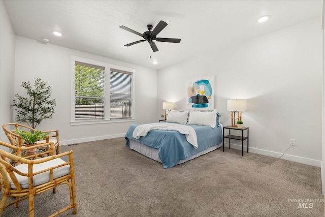 1866 W Windswept Dr, Meridian, ID 83646 - bedroom with carpet, recessed lighting, and a ceiling fan