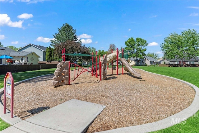 community play area featuring a residential view