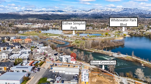3472 N Prospect Ln, Garden City, ID 83714 - birds eye view of property featuring a residential view and a water and mountain view