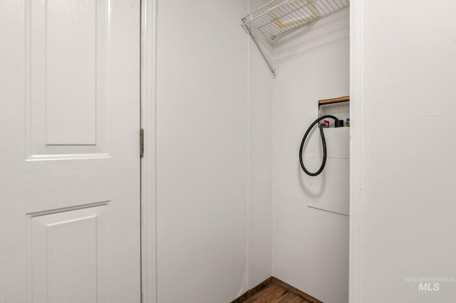 spacious closet featuring dark wood-style floors