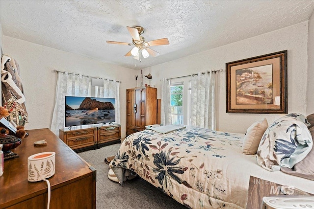 414 S 18th Ave, Caldwell, ID 83605 - carpeted bedroom featuring a textured ceiling, a ceiling fan, and a textured wall